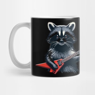 Guitar Rock Music Concert Band Festival Funny Raccoon Mug